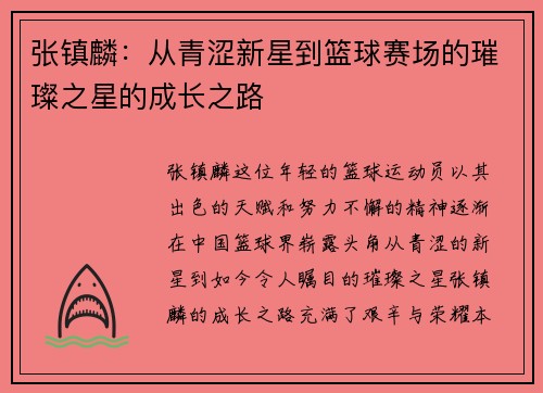 张镇麟：从青涩新星到篮球赛场的璀璨之星的成长之路